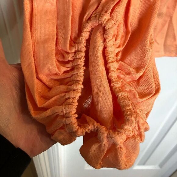 TOMMY HILFIGER - 🎉HP🎉NWT - L Sz XL Textured Tie Puff-Sleeve Peasant Top/Coral - Picture 15 of 16